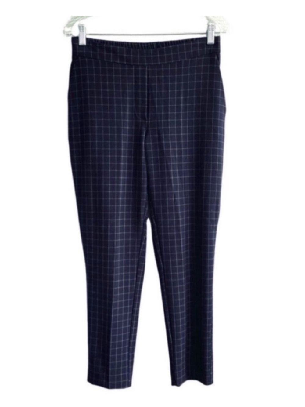 One by Chapter One Ankle Pants Pull On Windowpane plaid Navy Blue Size XS
